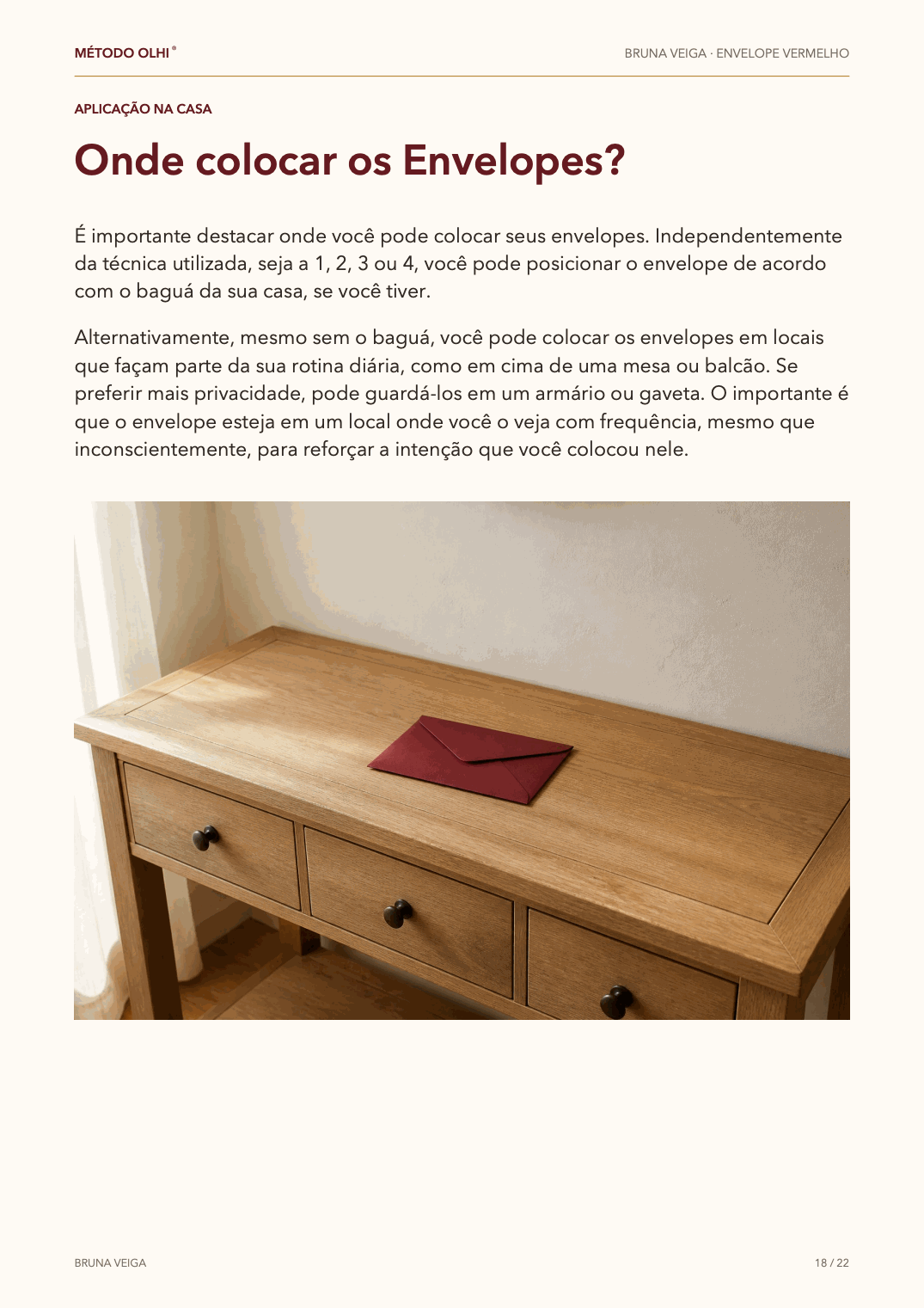 Envelope Vermelho • Onde posicionar